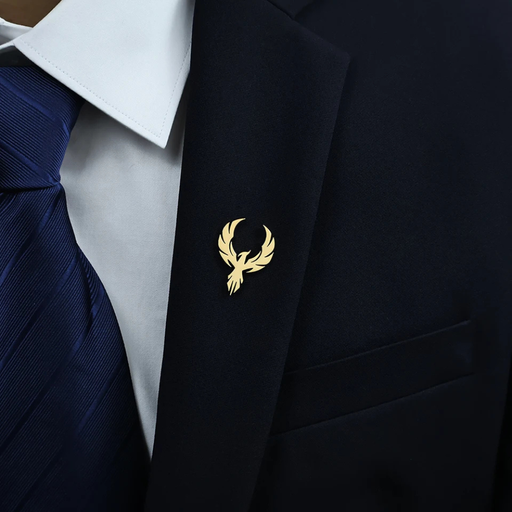 MOSKAI Personalised Phoenix Theme Brooch | Custom Bird Lapel Pin