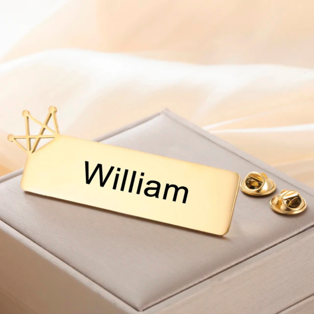MOSKAI Personalised Metal Name Plate for Coat | Engraved Name Badge