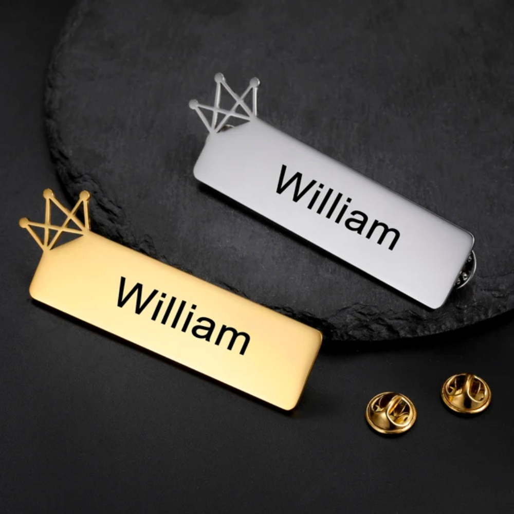 MOSKAI Personalised Metal Name Plate for Coat | Engraved Name Badge