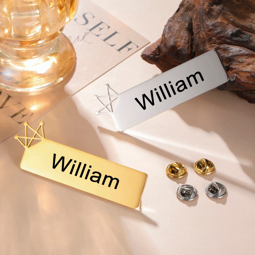 MOSKAI Personalised Metal Name Plate for Coat | Engraved Name Badge