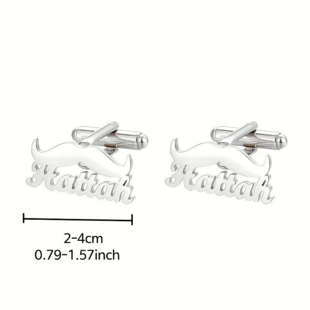 MOSKAI Mustache Theme Name Cufflink | Custom Men’s Cufflinks