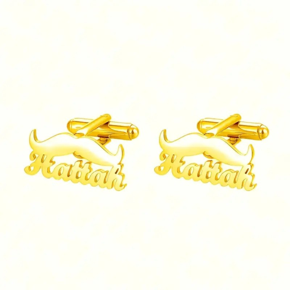 MOSKAI Mustache Theme Name Cufflink | Custom Men’s Cufflinks