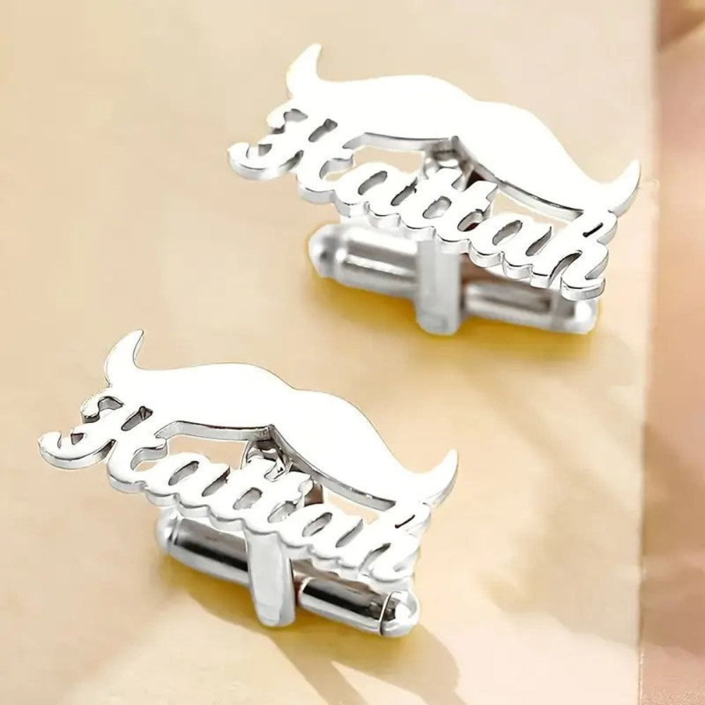 MOSKAI Mustache Theme Name Cufflink | Custom Men’s Cufflinks