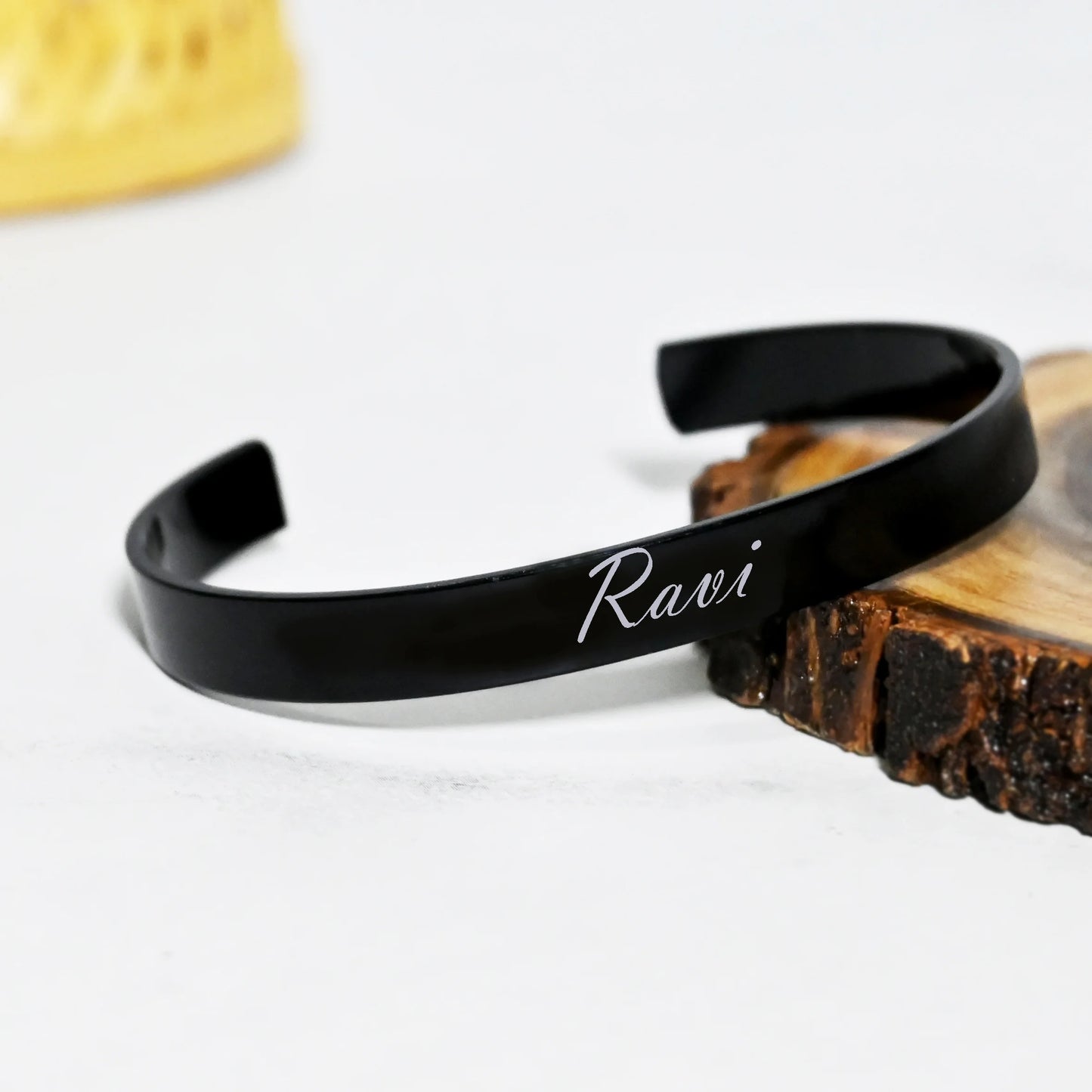 Personalised Black Matte Adjustable Cuff Bracelet
