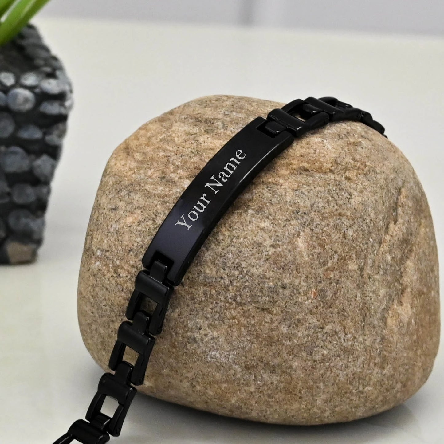 Personalized Black Matte Men's Bracelet