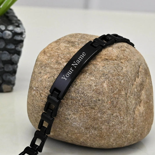 Personalized Black Matte Men's Bracelet