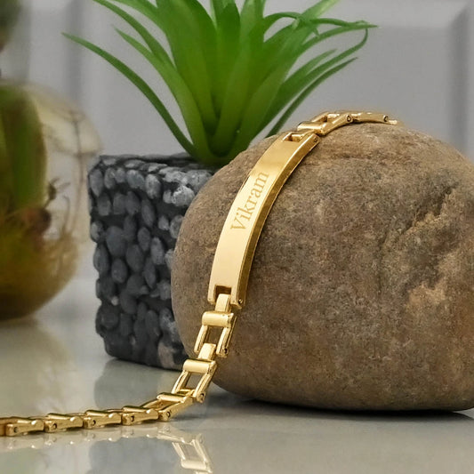 Personalized Men's Gold Finish Bracelet