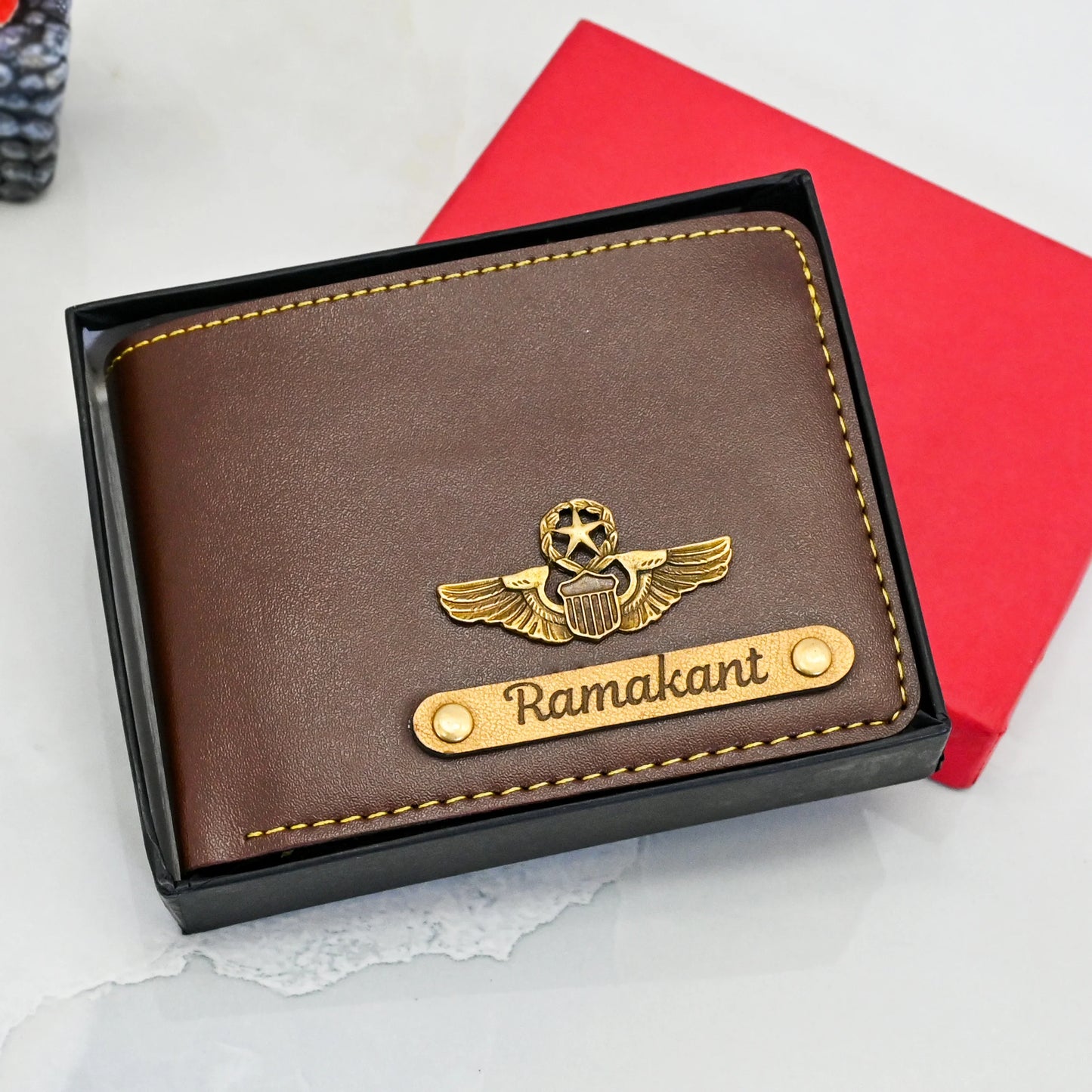 Personalized PU Leather Brown Men’s Wallet