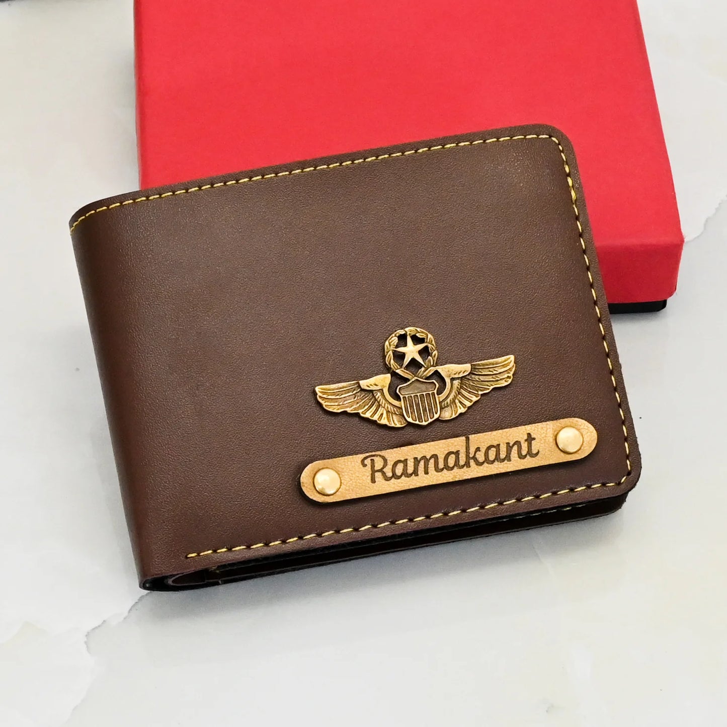 Personalized PU Leather Brown Men’s Wallet