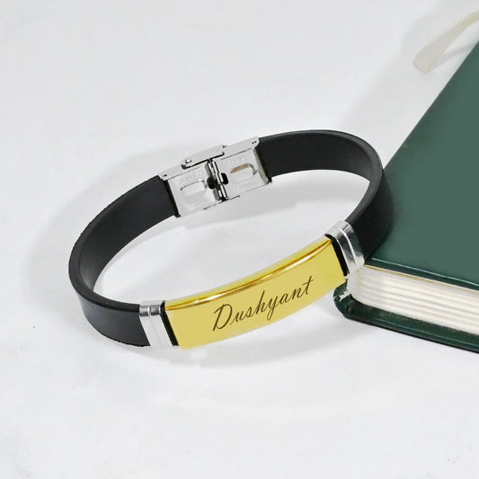 Leather Clip-On Bracelet with Silver & Gold Finish