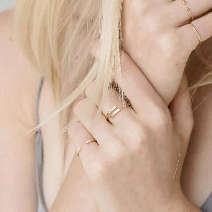 Custom Engraved Adjustable Ring in Gold Finish