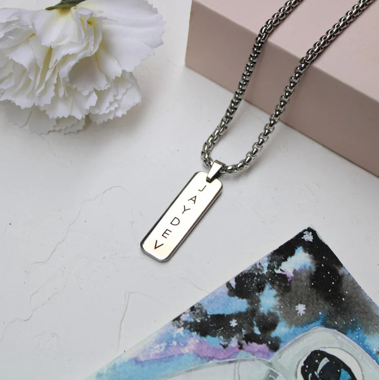 Personalised Matte Silver Tag Pendant – Men's Jewelry