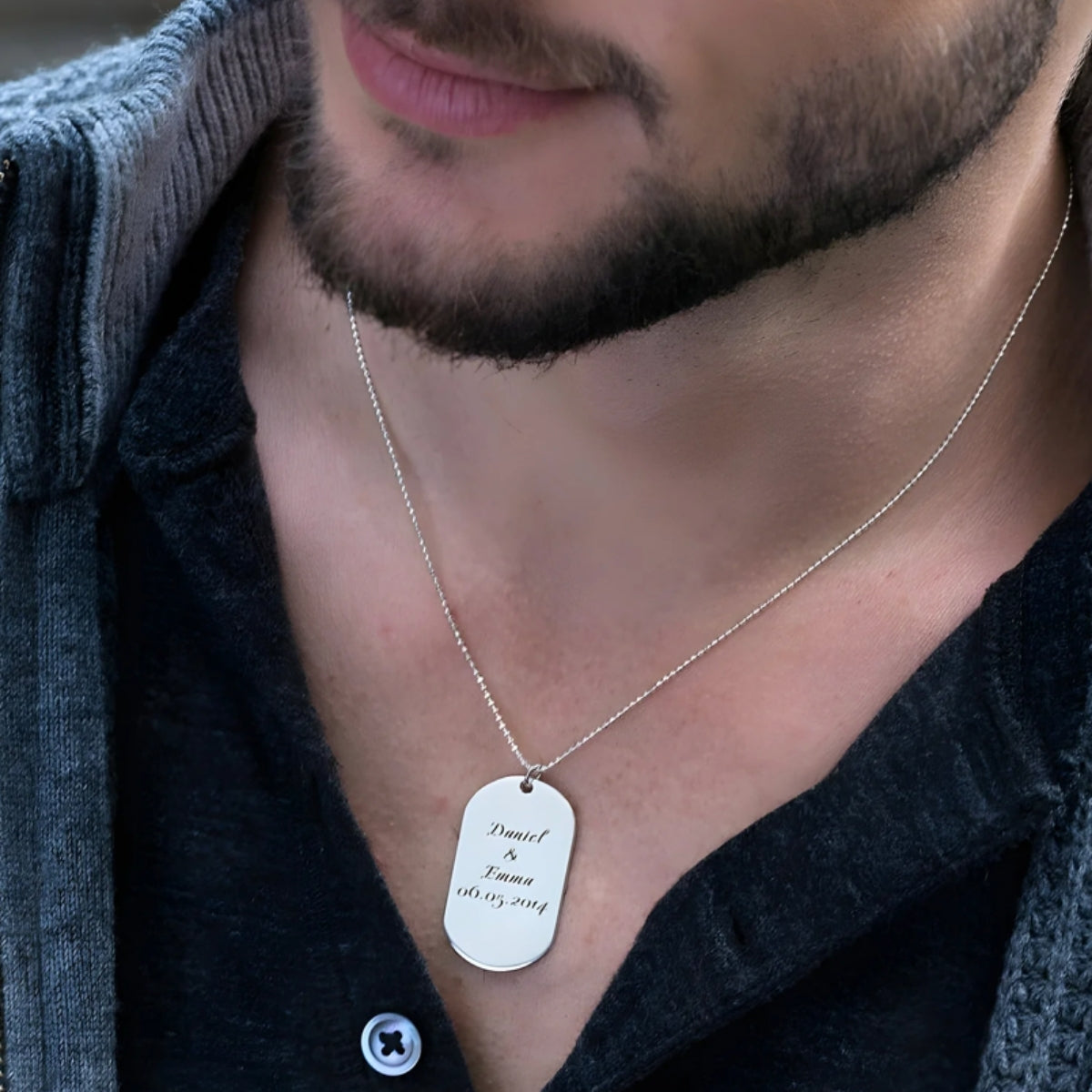 Personalized Name Tag Pendant for Men