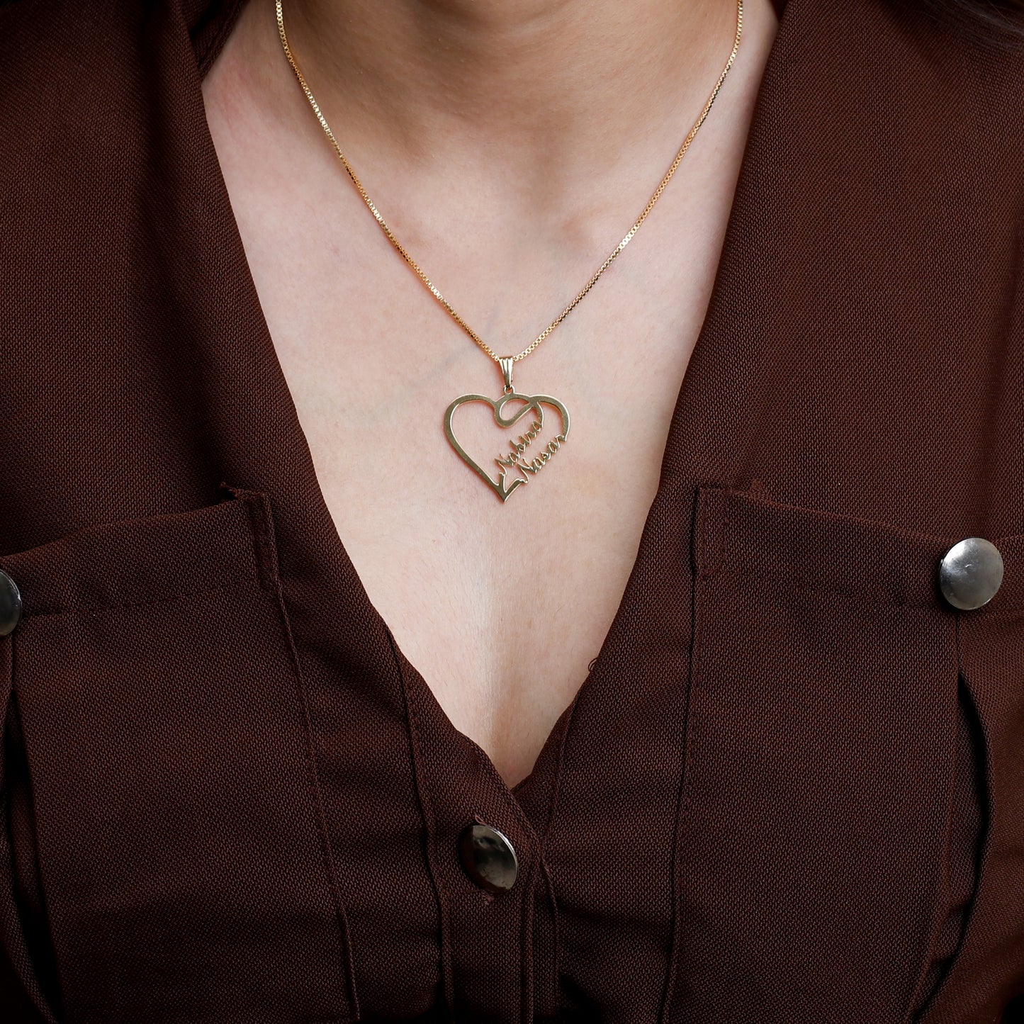 Personalized Couple Heart Name Pendant