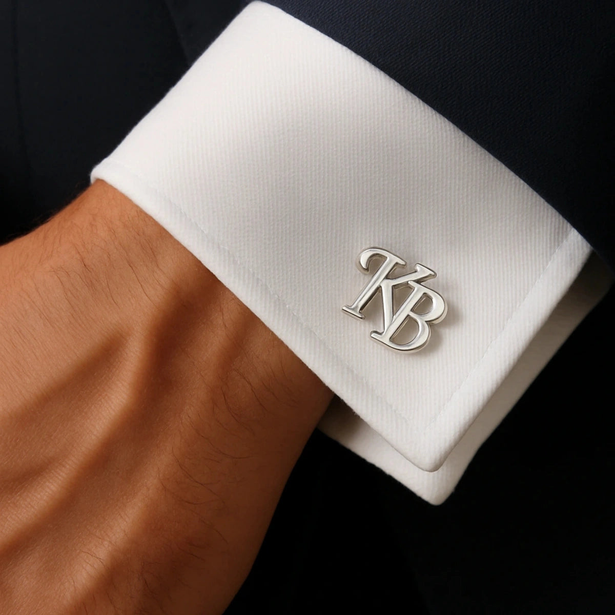 Customised Silver Initial Name Cufflink
