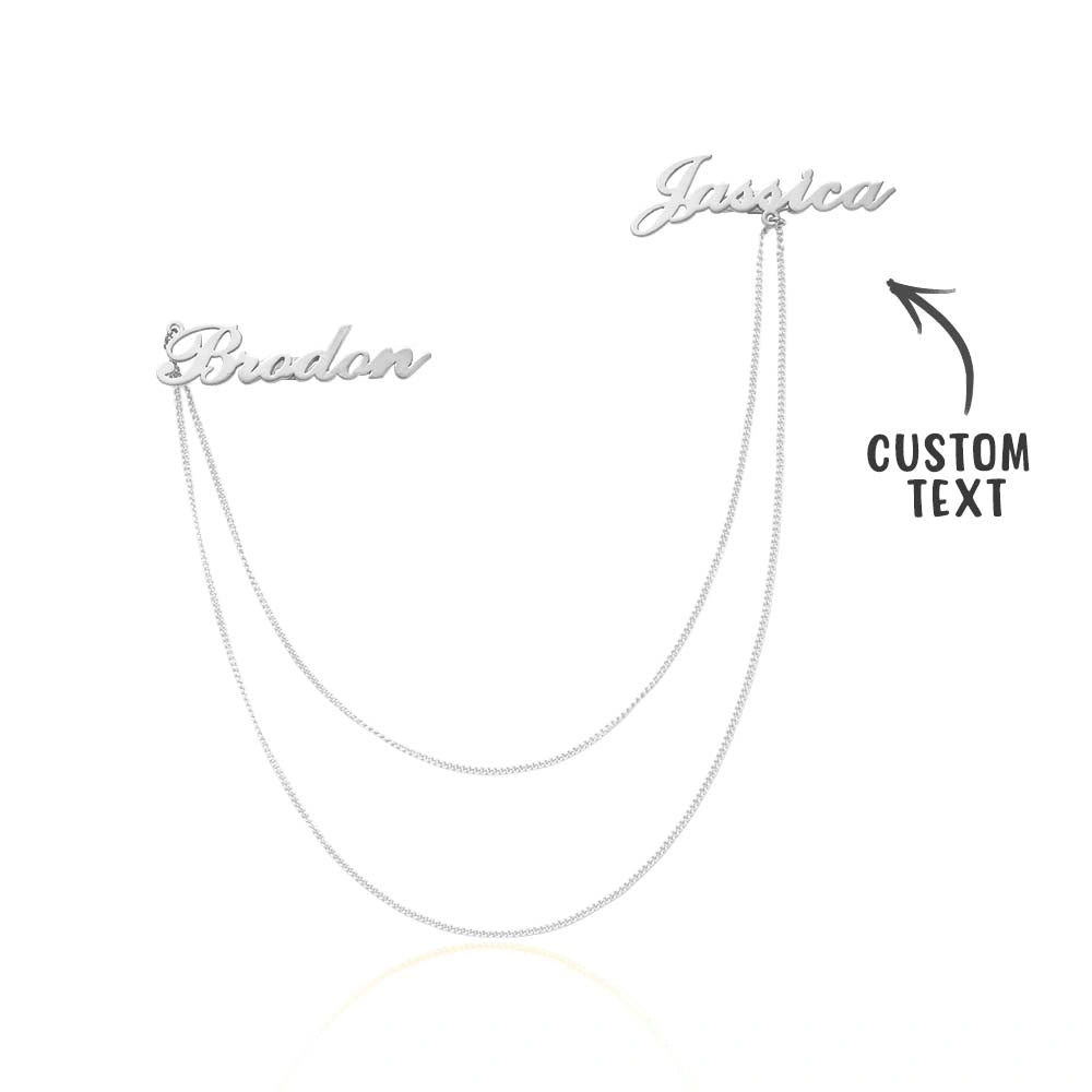 Personalized Couple Name Brooch Double Layer Chain