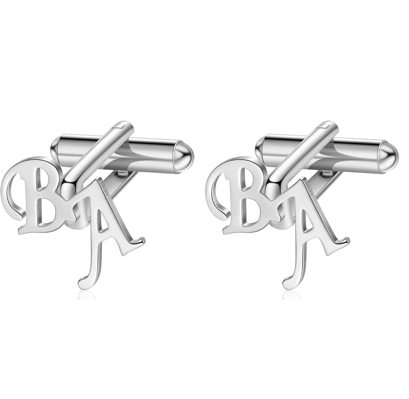 Personalized Men's Shirt Silver Initial Name Cufflink
