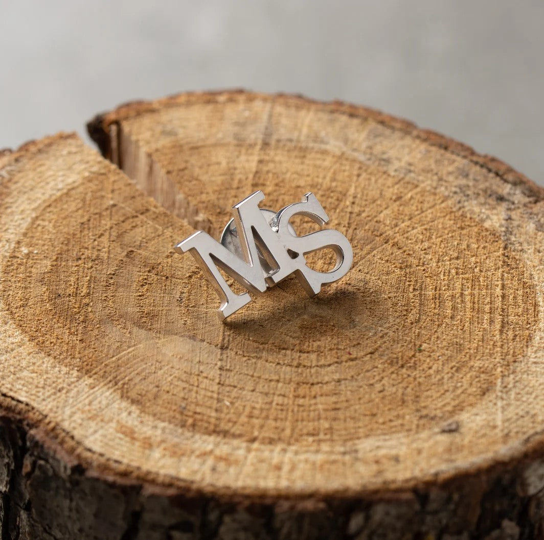 Moskai Personalized Initial Brooch in Silver Finish