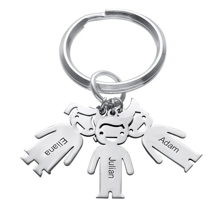 22K Plated Engraved Children Charms Keychain