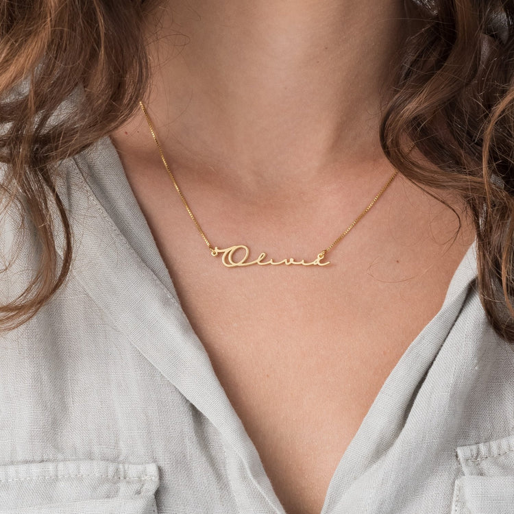 22K Plated Signature Name Necklace