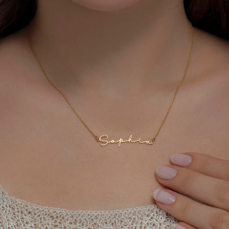 22K Plated Signature Name Necklace
