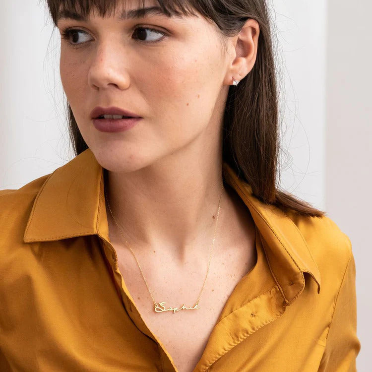 22K Plated Signature Name Necklace