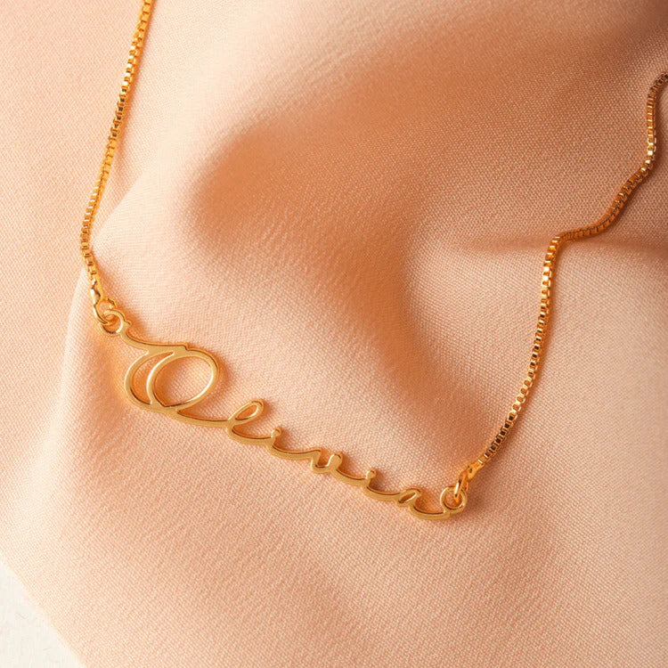 22K Plated Signature Name Necklace