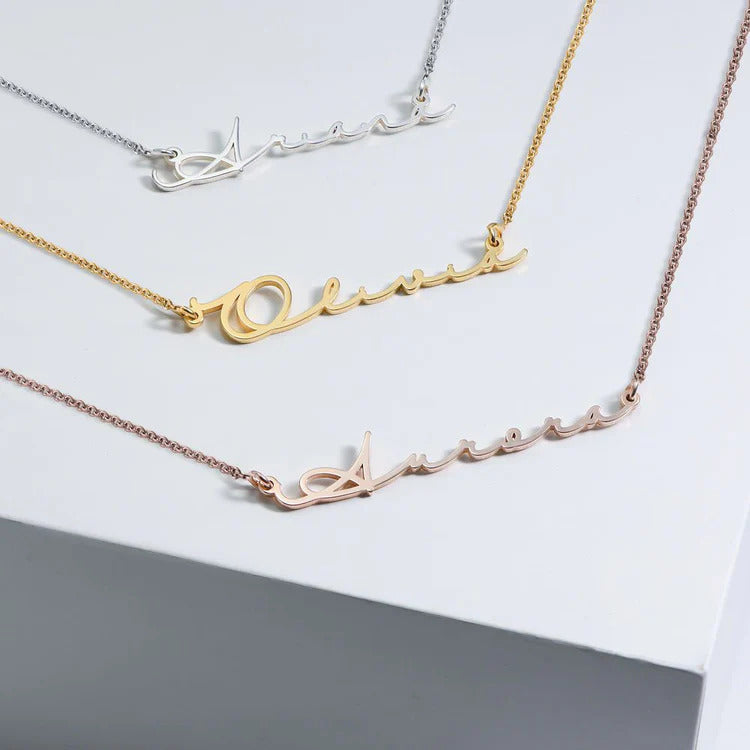 22K Plated Signature Name Necklace