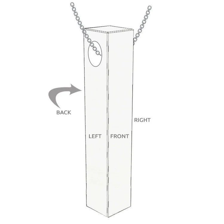 22K Plated Engraved Cuboid Memory Bar Necklace