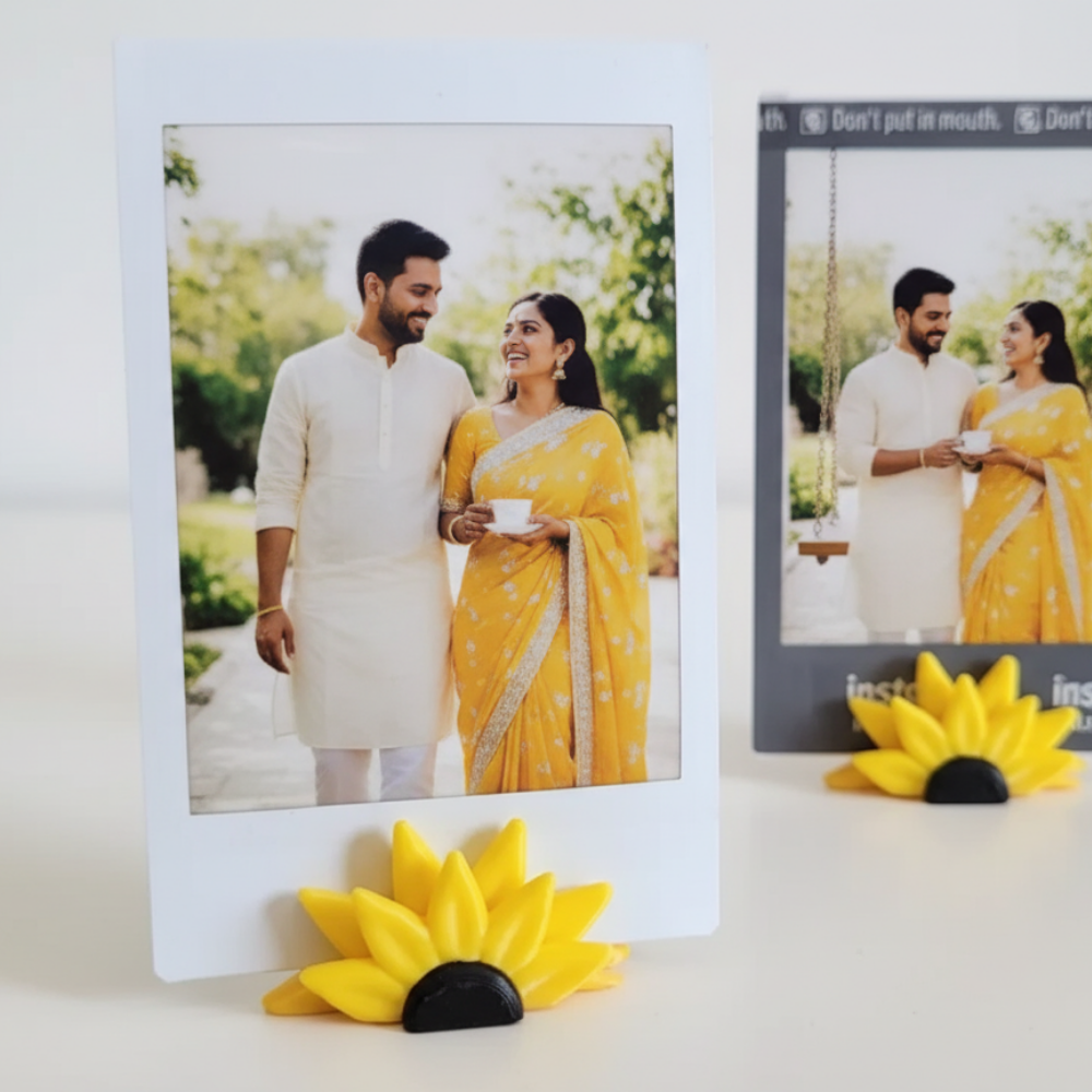 Moskai Mini Sunflower Polaroid Photo Stand Set of 2 | Valentine Gift for Girlfriend