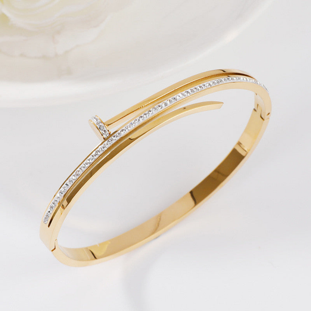 Stainless Steel Bracelet | Gold Plated Nail Design