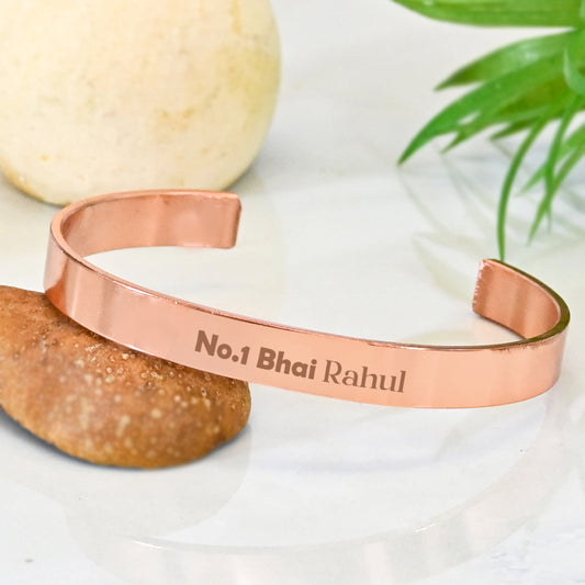 Moskai  Personalised No.1 Bhai Cuff Bracelet in Rose Gold