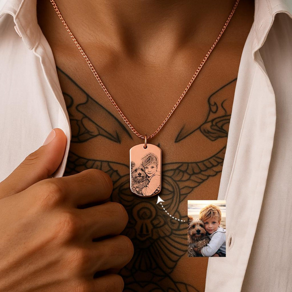Moskai Personalized Photo Pendant for Him | Custom Engraved Pendant | Gift for Boyfriend & Husband