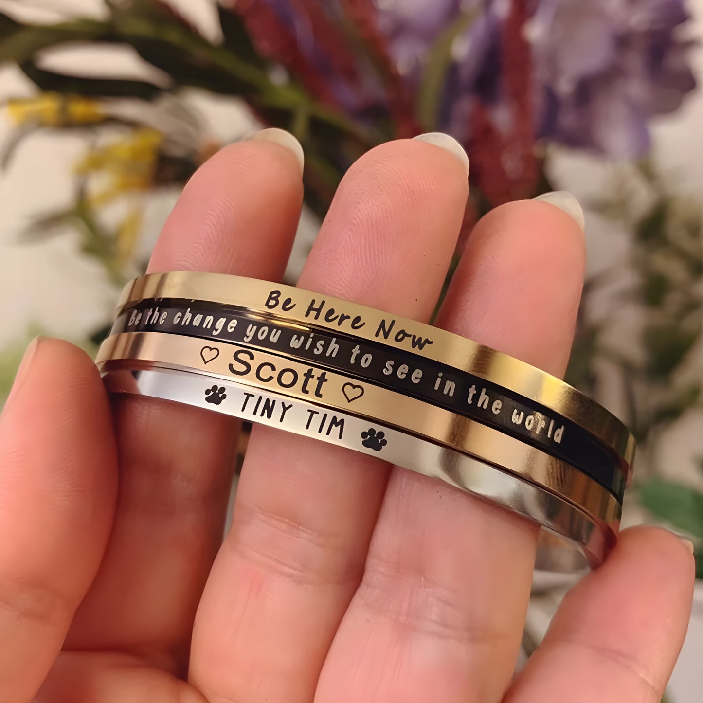 22k Plated Engraved Cuff Bracelet