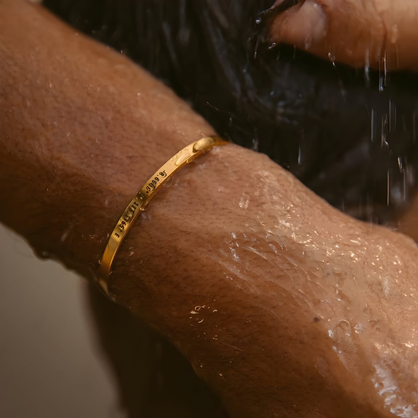 22k Plated Engraved Cuff Bracelet