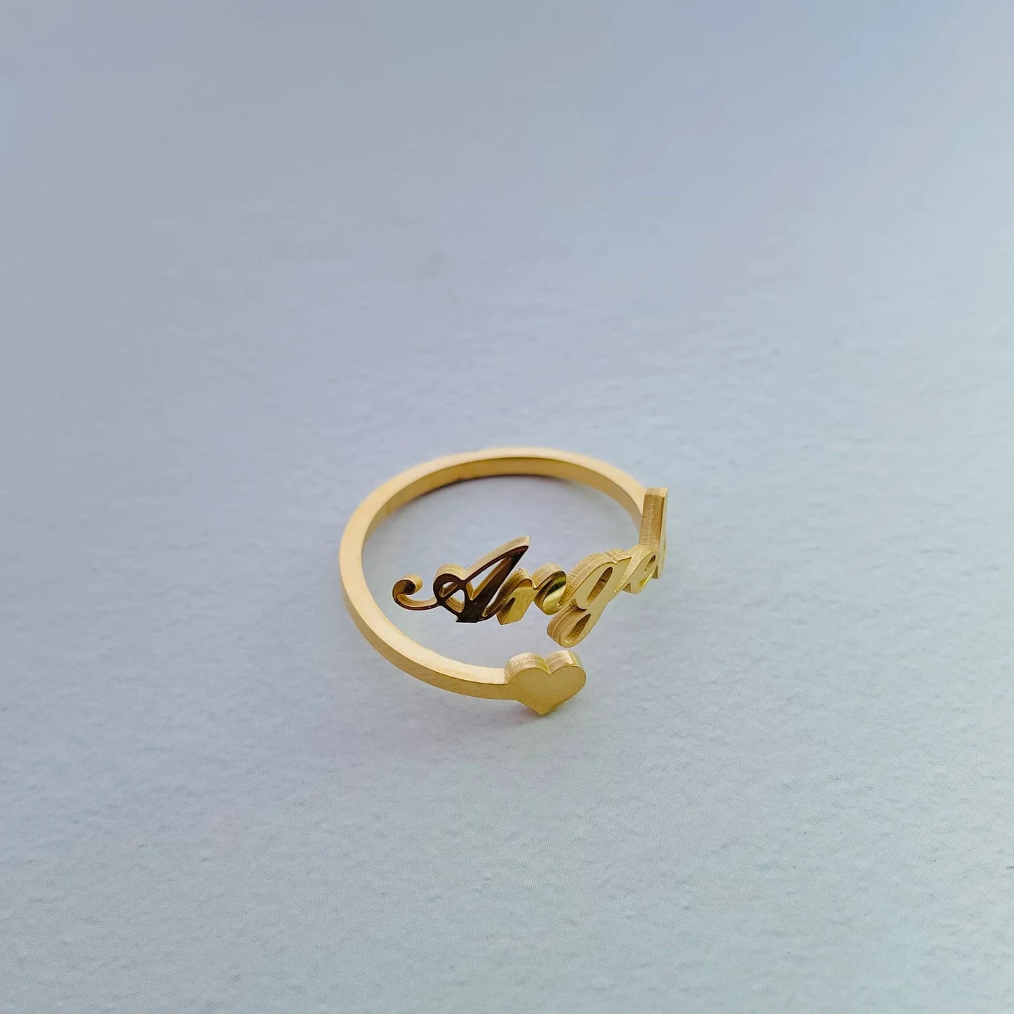 Moskai Personalized Adjustable Name Ring with Heart