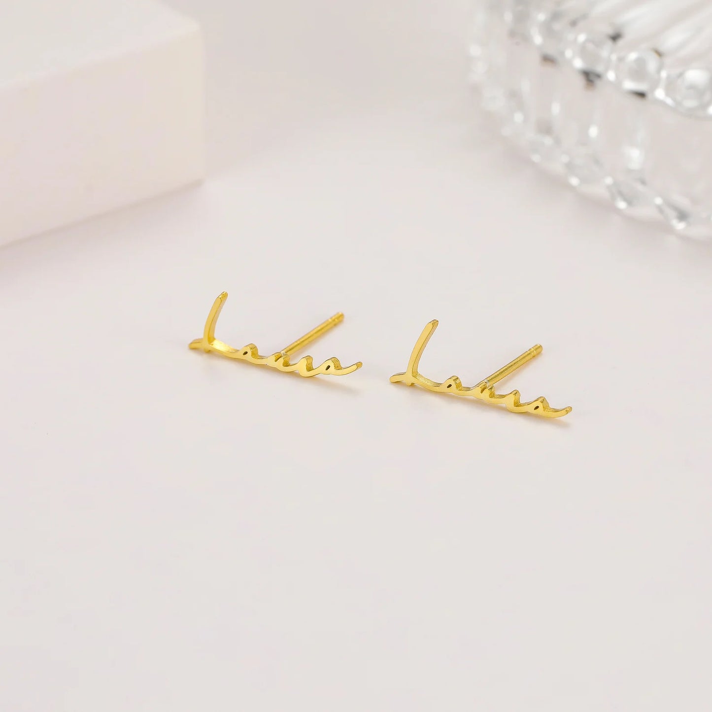 Moskai Personalized Name Stud Earrings for Women