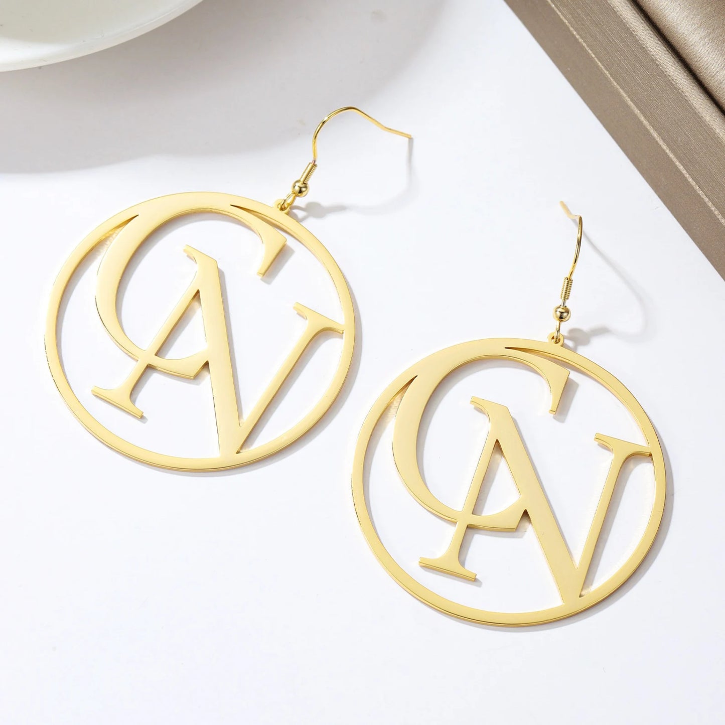 Moskai Personalized Initial Hoop Earrings for Her