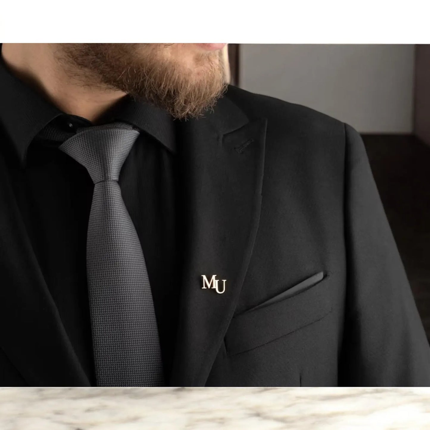Moskai Personalized Initial Brooch in Silver Finish