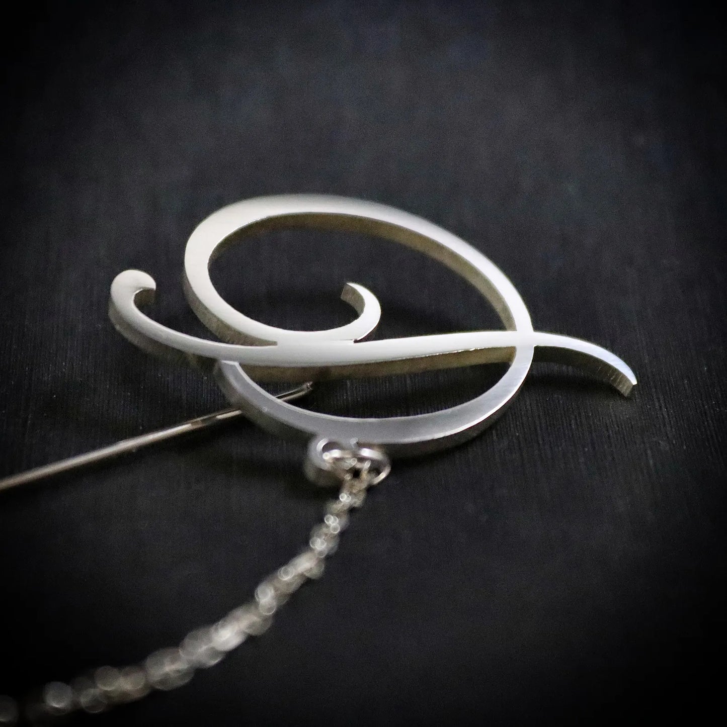Moskai Personalized Initial Brooch with Chain