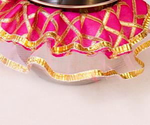 Mirror of Love Pooja Thali Set | Pink Frill Colour Star Karwa Chauth Thali