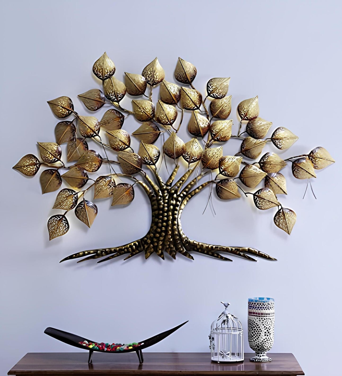 Mosaki Handcrafted Big Metal Tree Wall Hanging with LED Light
