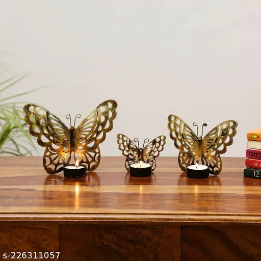 Mosaki Iron Butterfly Tealight Holder Set of 3