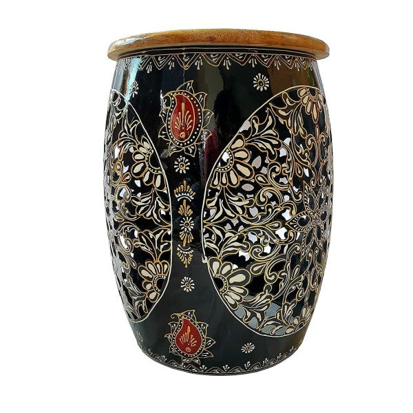 Mosaki Round Black Hand-Painted Nesting Coffee Table Set of 5