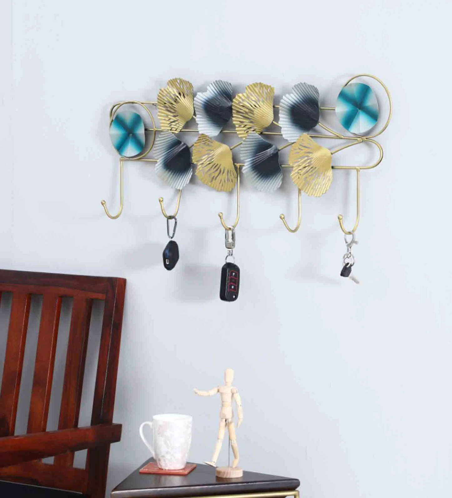 Moskai Iron Hand-Painted Multicolor Moire Key Holder