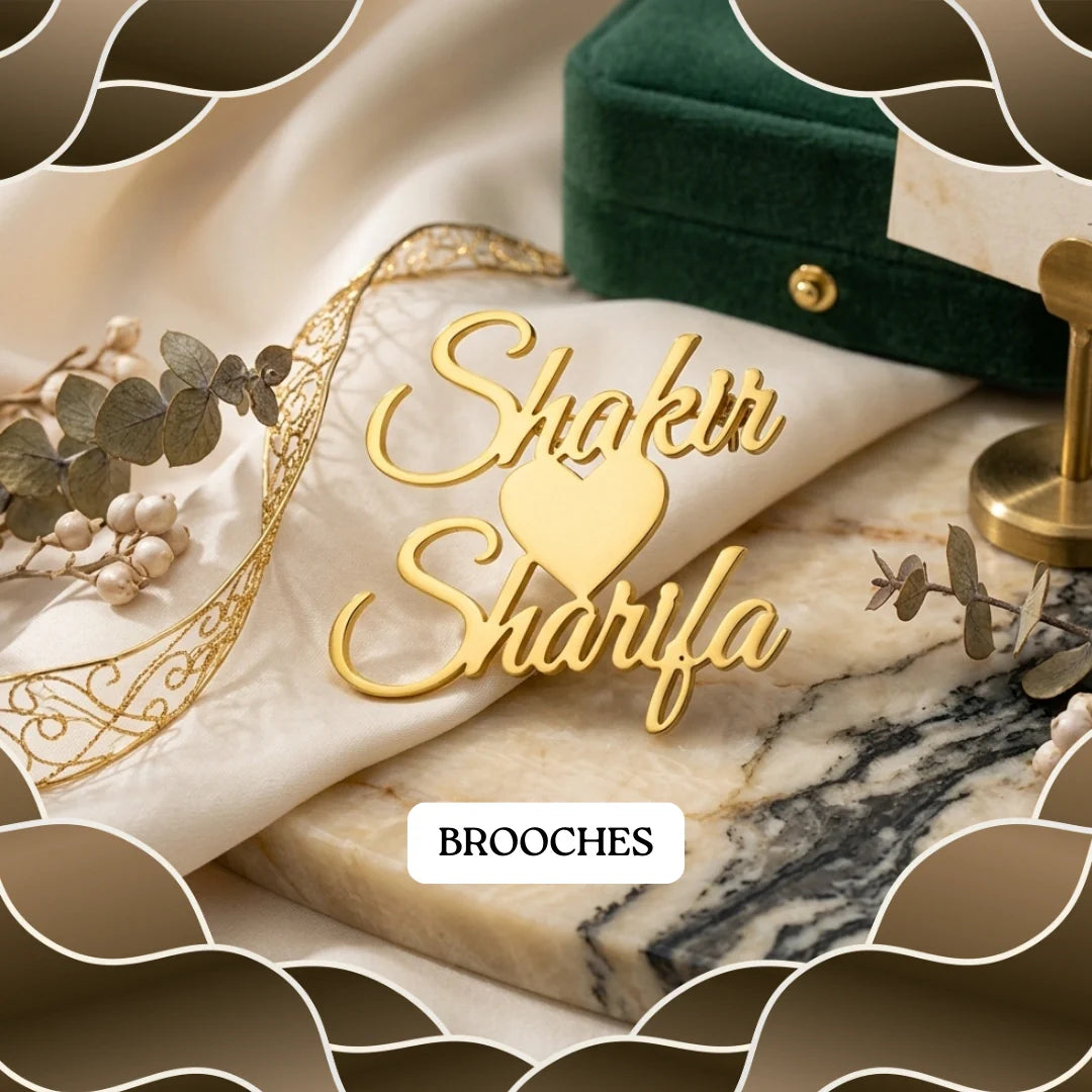 personalised initial name brooches, customized name brooches, custom name brooches, engraved name brooches, monogram brooches for women, custom brooch with initials, personalized brooch pin with name