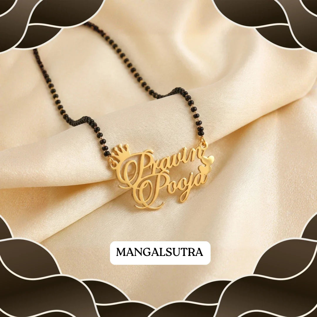 personalised initial name mangalsutra, customized name mangalsutra, custom name mangalsutra, engraved name mangalsutra, monogram mangalsutra with initials, custom mangalsutra with name pendant,