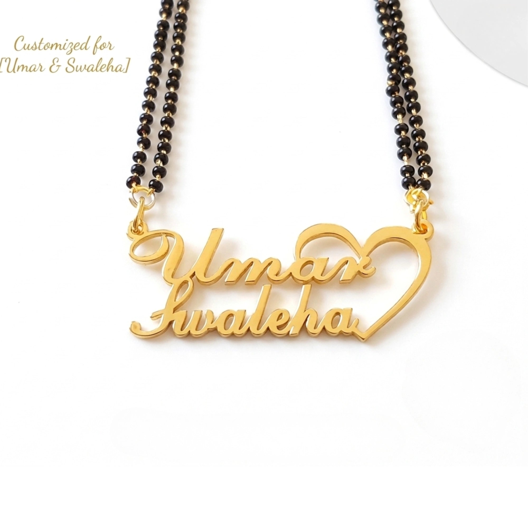 Personalized Double Name Mangalsutra with Heart Design for Women - Romantic Anniversary & Wedding Gift