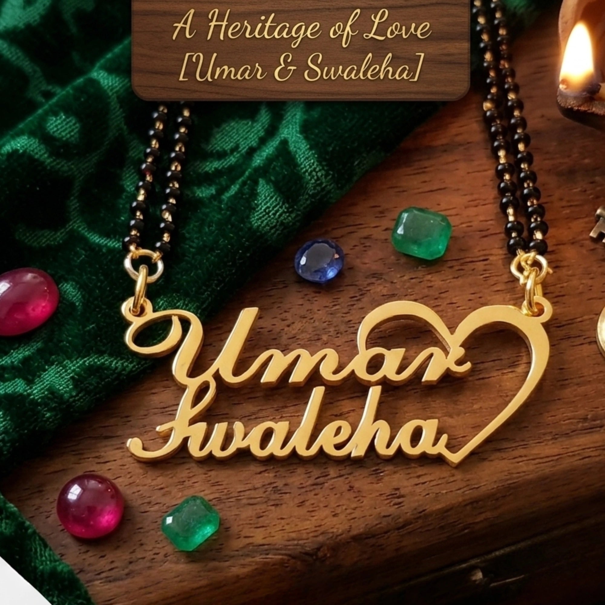 Personalized Double Name Mangalsutra with Heart Design for Women - Romantic Anniversary & Wedding Gift