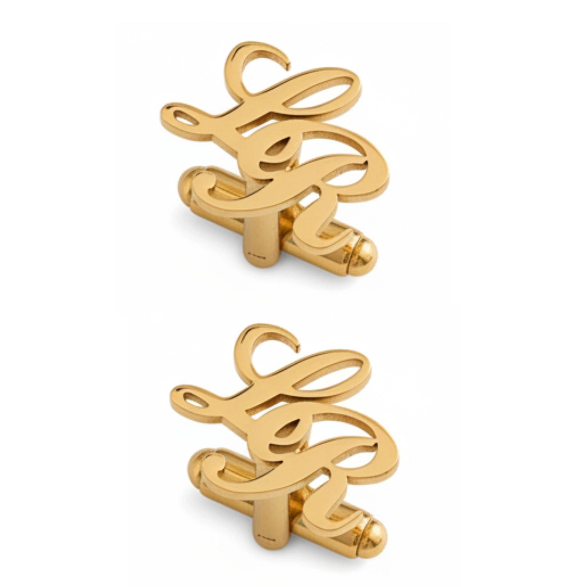 Bespoke Script Initial Cufflinks - Personalized Brass Monogram Jewelry for Men